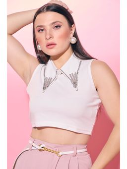 QONA - Dusk Crop Top With Swan with Collar (Set of 2)