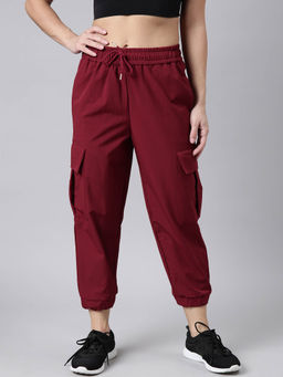 SHOWOFFFF - Womens Solid Slim Fit Maroon Joggers