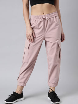 SHOWOFF - Womens Solid Slim Fit Pink Joggers