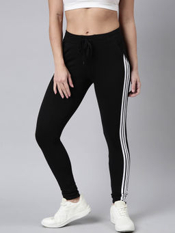 SHOWOFFFF - Womens Solid Slim Fit Black Regular Track Pants