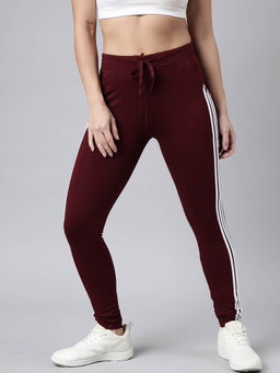 SHOWOFF - Womens Solid Slim Fit Maroon Regular Track Pants