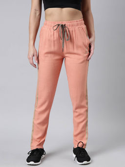 SHOWOFF - Womens Solid Slim Fit Pink Regular Track Pants