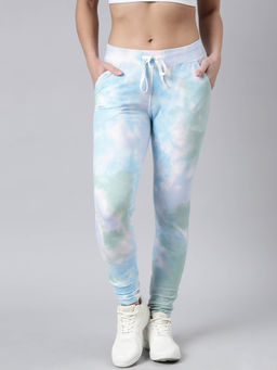SHOWOFFFF - Womens Tie Dye Slim Fit Blue Regular Track Pants