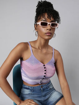 SHOWOFF - Womens Sleeveless Shoulder Straps Lavender Bralette Crop Top