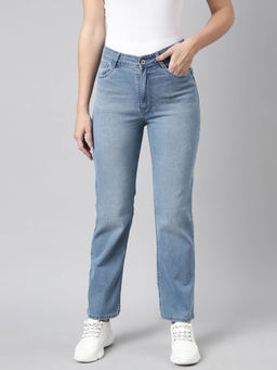 SHOWOFFFF - Womens Stretchable Straight Fit Mid Rise Denim Blue Jeans