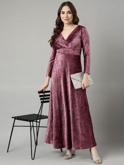 SHOWOFF - Womens V-Neck Pink Maxi Dress
