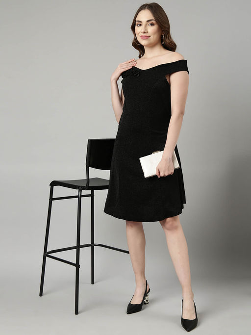 sleeveless formal women's black off the shoulder dress Printed Midi with Off-Shoulder Design This womens ruched dress combines the polished appearance of a formal gown with the easy wear of a summer essential Off The Shoulder Black Sheath
