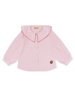 Avokiddos - Girls Pink Korean Collar Shirt