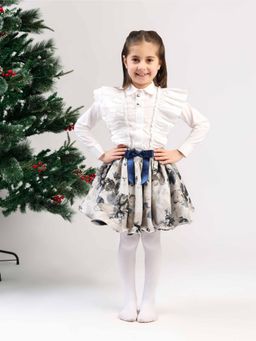THE PONY & PEONY CO. - Girls White Blue Berry Shirt & Skirt