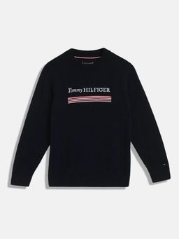 Tommy Hilfiger - Boys Navy Blue Regular Fit Cotton Sweatshirt