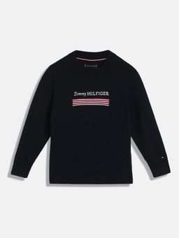 Tommy Hilfiger - Boys Navy Blue Regular Fit Cotton Sweatshirt