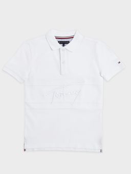 Tommy Hilfiger - Boys White Regular Fit Cotton Polo T-Shirt