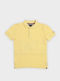 Tommy Hilfiger - Boys Yellow Regular Fit Cotton Polo T-Shirt