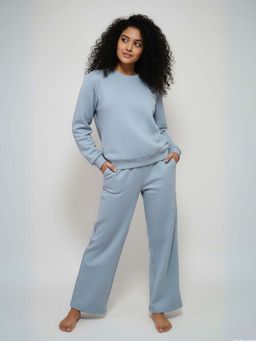 FUNKRAFTS - Girls Blue Premium Looper Knit Cotton Sweatshirt & Trackpant