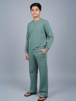FUNKRAFTS - Green Kids Premium Looper Knit Cotton Sweatshirt & Trackpant