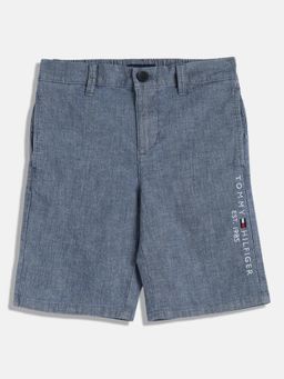 Tommy Hilfiger - Boys Blue Regular Fit Solid Mid Rise Shorts