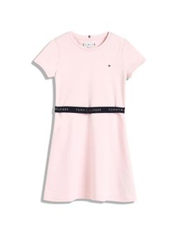 Tommy Hilfiger - Girls Pink Polyester Round Neck A-Line Dress