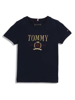 Tommy Hilfiger - Boys Navy Blue Logo Regular Fit Cotton T-Shirt