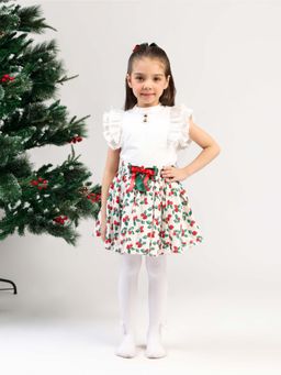 THE PONY & PEONY CO. - Girls Strawberry White Top & Skirt