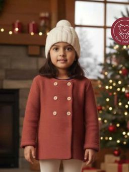 Kids of Greendeer - Girls Jacquard Cotton Rust Overlap Cardigan