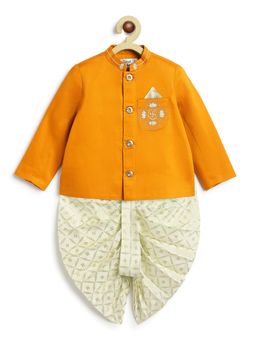 TIBER TABER - Boys Lotus Yellow Bandhgala & Dhoti