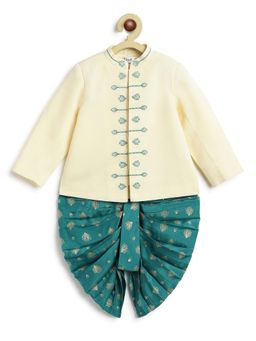 TIBER TABER - Boys Morpankh Cream Bandhgala & Dhoti