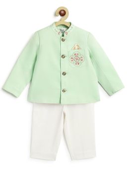 TIBER TABER - Boys Green Lotus Bandhgala & Pant