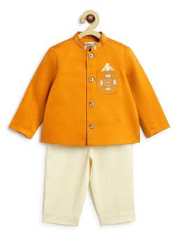 TIBER TABER - Boys Yellow Lotus Bandhgala & Pant