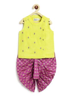 TIBER TABER - Boys Lotus Green Kurta & Dhoti