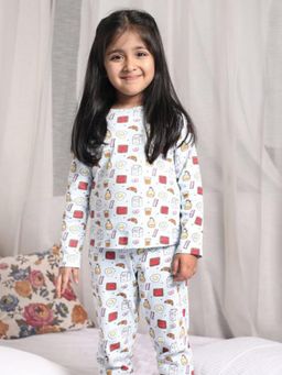 ZACH & KIKI - Girls White Breakfast Club T-shirt & Pyjama