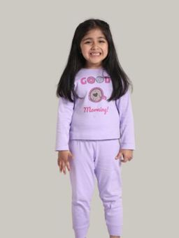 ZACH & KIKI - Girls Good Morning Print Lavender T-shirt & Pyjama