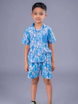 ZACH & KIKI - Boys Blue Leafy Trails Co-Ord Set