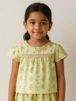 ZACH & KIKI - Girls Yellow Floral Sorbet Top