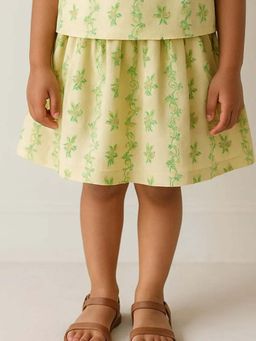 ZACH & KIKI - Girls Yellow Floral Sorbet Skirt