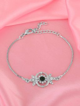 Estele - Rhodium Plated Artistically Created Bracelet with White Crystals for Women