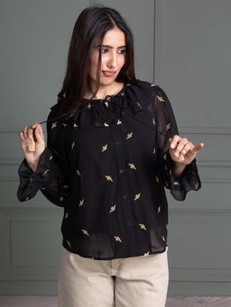 PEPPINOS - Embroidered Tie Up Neck Top