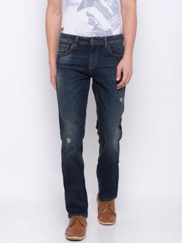 Spykar - Blue Cotton Comfort Fit Straight Regular Length Jeans For Men