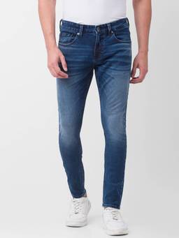 Spykar - Mid Blue Cotton Slim Fit Tapered Length Jeans for Men (kano)