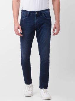 Spykar - Dark Blue Cotton Slim Fit Tapered Length Jeans for Men (kano)