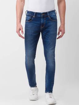 Spykar - Dark Blue Cotton Slim Fit Tapered Length Jeans for Men (kano)