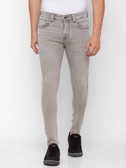 Spykar - Light Grey Cotton Slim Fit Tapered Length Jeans for Men (kano)