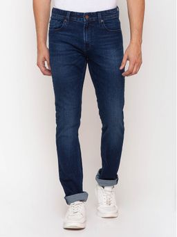 Spykar - Dark Blue Cotton Regular Fit Narrow Length Jeans for Men (rover)
