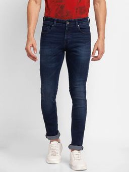 Spykar - Dark Blue Cotton Slim Fit Narrow Length Jeans for Men (skinny)