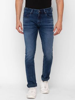 Spykar - Mid Blue Cotton Slim Fit Narrow Length Jeans for Men (skinny)