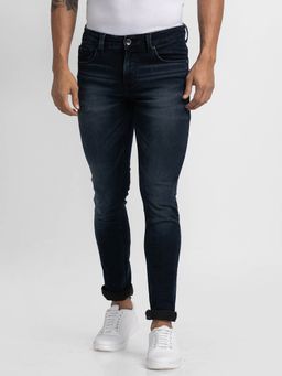 Spykar - Black Indigo Cotton Slim Fit Narrow Length Jeans for Men (skinny)