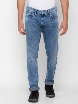 Spykar - Light Blue Cotton Slim Fit Narrow Length Jeans for Men (skinny)