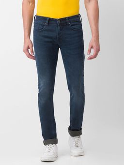 Spykar - Dark Blue Cotton Slim Fit Narrow Length Jeans for Men (skinny)