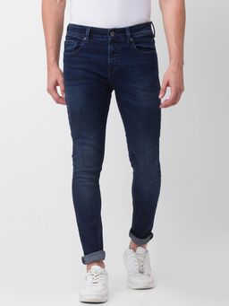 Spykar - Dark Blue Cotton Slim Fit Tapered Length Jeans for Men (kano)
