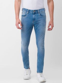 Spykar - Mid Blue Cotton Slim Fit Tapered Length Jeans for Men (kano)