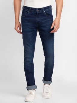 Spykar - Dark Blue Cotton Regular Fit Narrow Length Jeans for Men (rover)